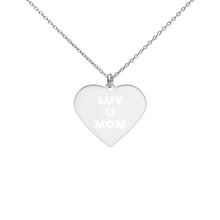 LUV U MOM Engraved Silver Heart Necklace