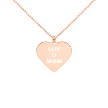 LUV U MOM Engraved Silver Heart Necklace